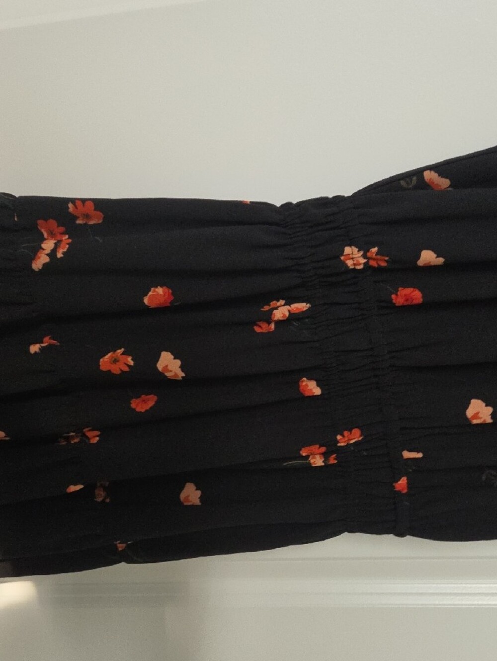NEW Artzia (Wilfred) Crepe Lined Black Floral Maxi Dress with Orange Accent - - Picture 3 of 7